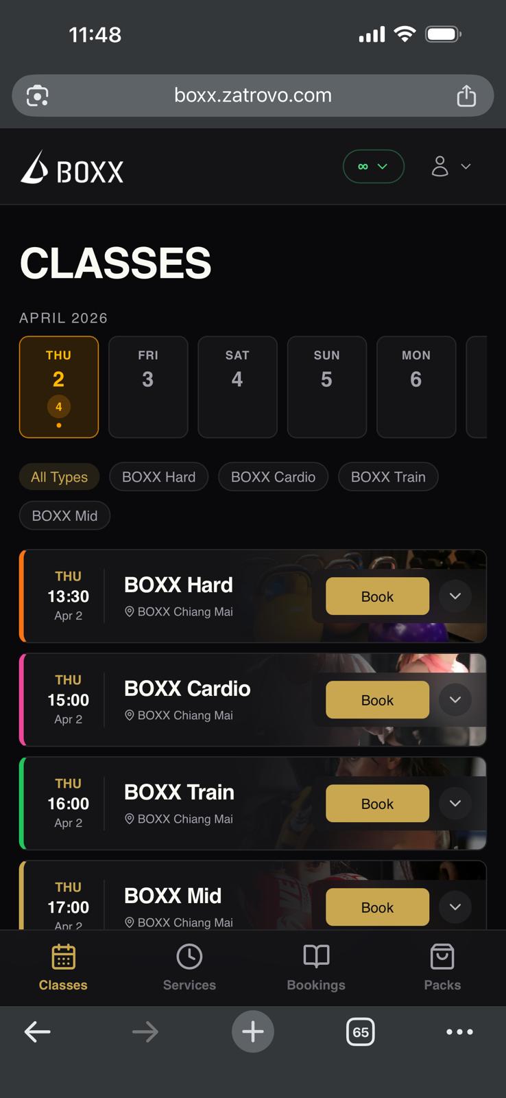 Group Classes on mobile